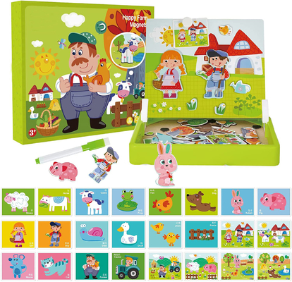 オーダーメイド 子供用 木製 磁気 パズル 4歳児用 学習玩具 65個